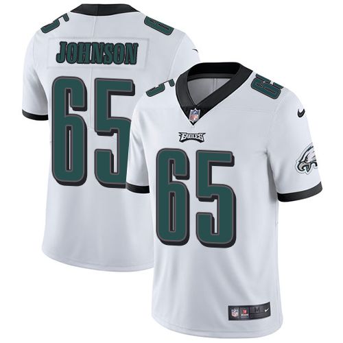 Men Philadelphia Eagles 65 Lane Johnson Nike White Vapor Limited NFL Jersey